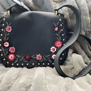 Kate Spade Black Leather Flower Shoulder Bag